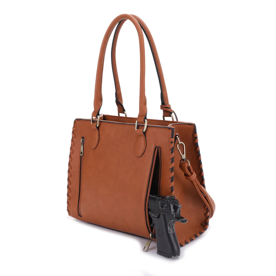 LIONESS CONCEALED CARRY SATCHEL BAG WITH TASSEL